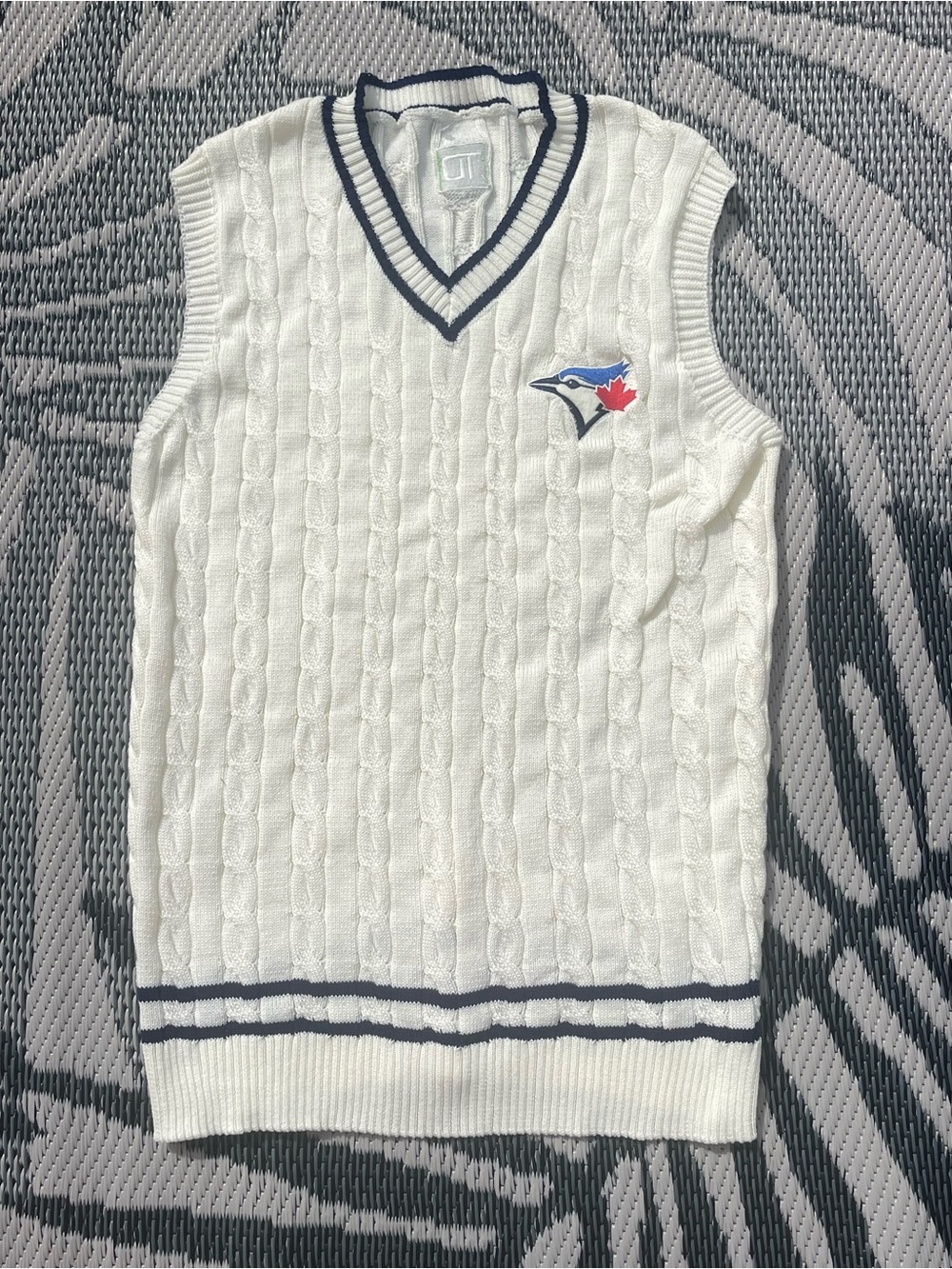 Toronto Blue Jays CRICKET SWEATER VEST Cable Knit Cricket Day SGA NEW Sz XL OS